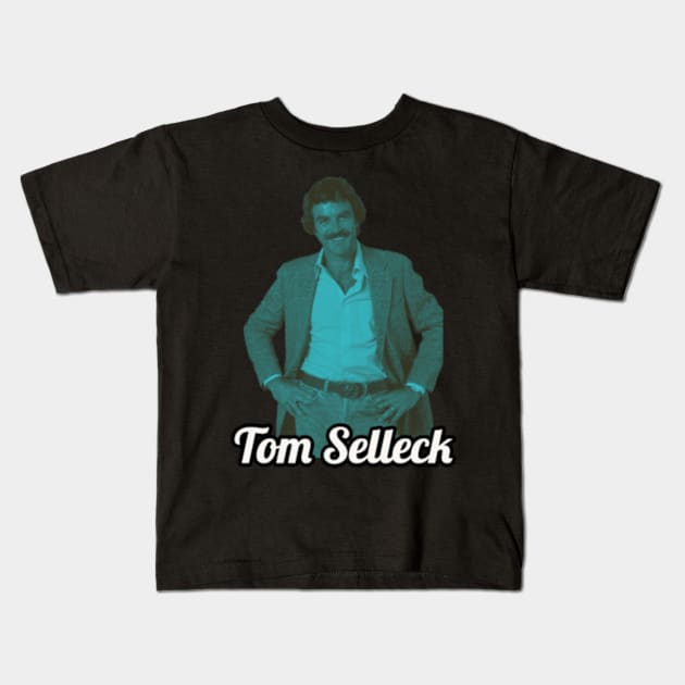 Retro Selleck Kids T-Shirt by Defective Cable 